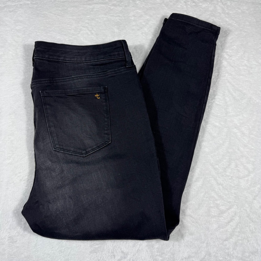 True Craft Women's Mid-Rise Skinny Jeans Black Faded Wash Stretch Denim Size 18W